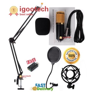 igootech ไมค์ ไมค์อัดเสียง คอนเดนเซอร์ Pro Condenser Mic Microphone BM800 พร้อม ขาตั้งไมค์โครโฟน และอุปกรณ์เสริม