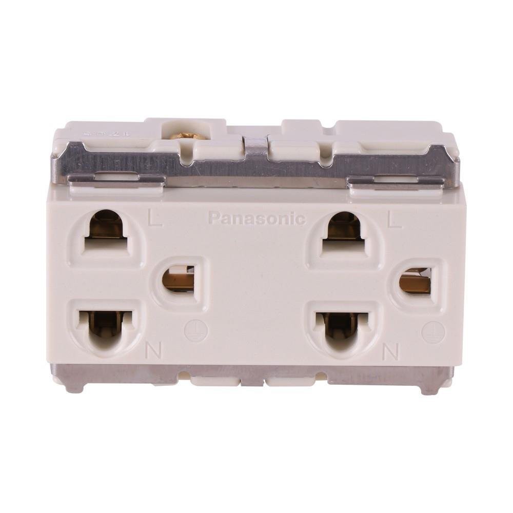 เต้ารับคู่ 3 ขากลมแบน PANASONIC WNG 15923-7 DOUBLE SOCKETS 2P+E WNG 15923-7 PANASONIC