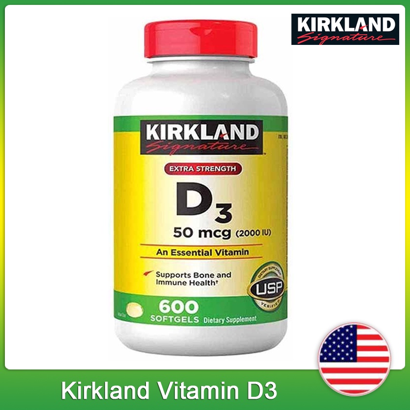 🔥🔥(Exp.03/2026)Kirkland D3 50 mcg 600 Softgels Kirkland Vitamin D3 เคิร์กแลนด์ วิตามินดี3 600 เม็ด