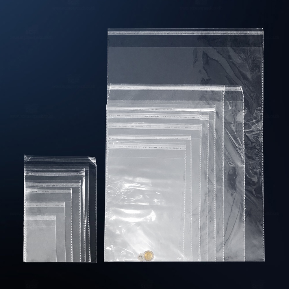 ถุงแก้ว OPP ฝากาว อย่างหนา  OPP แบบ1กิโล ซองพลาสติกใสฝากาว  #opp01 - รูปที่ 5