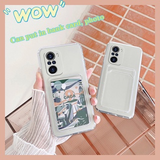 เคสโทรศัพท์มือถือ ซิลิโคนนิ่ม แบบใส พร้อมช่องใส่บัตร สําหรับ Xiaomi Poco F3 M4 M3 X4 X3 Pro NFC C31 Mi 11 Lite Ultra 11i 11T 10T 9T Pro 10 Lite