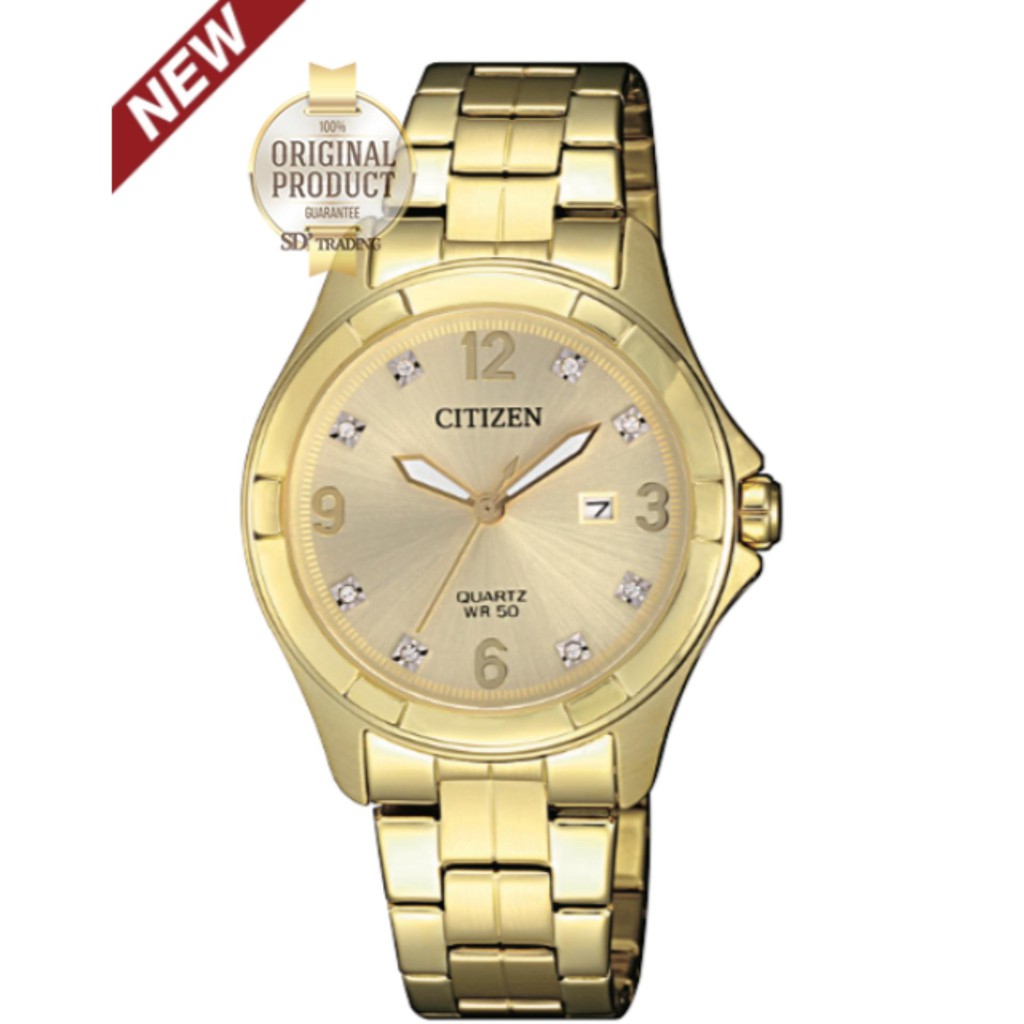 CITIZEN Quartz Crystal Ladies Watch รุ่น EU6082-52P - สีทอง