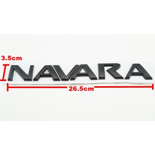 ป้ายโลโก้พลาสติก NAVARA สีดำขนาด26.5x3.5cmติดตั้งด้วยเทปกาวสองหน้าด้านหลัง