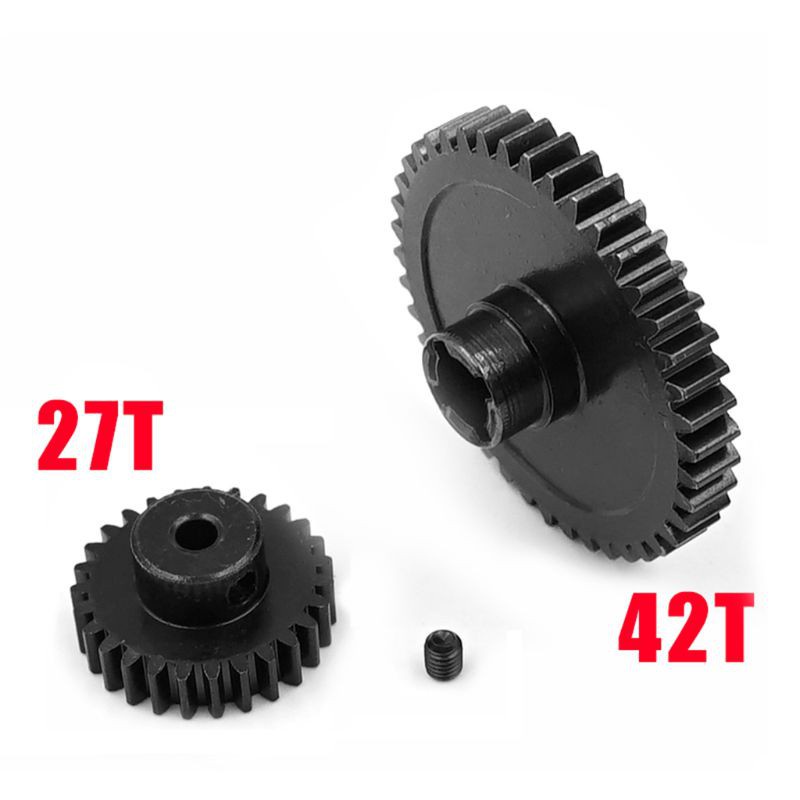 Metal Diff Main Gear 42T + Motor Gear 27T For 1/18 WLtoys A959-B A969-B A979-B K929-B RC Car Upgrade