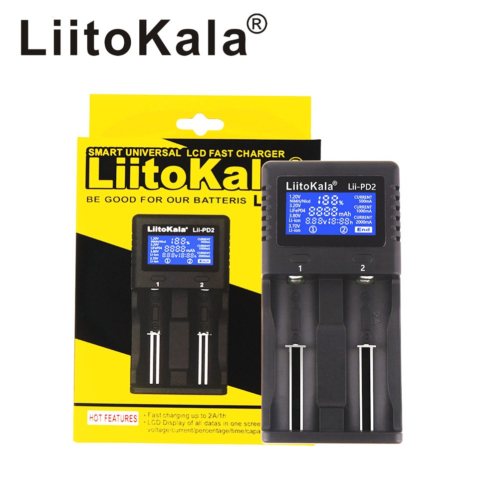เครื่องชาร์จถ่าน LiitoKala Lii-PD2 รองรับ 26650，21700，20700, 18650, 18490, 18350 AA AAA - Battery Charger（ของแท้100%)