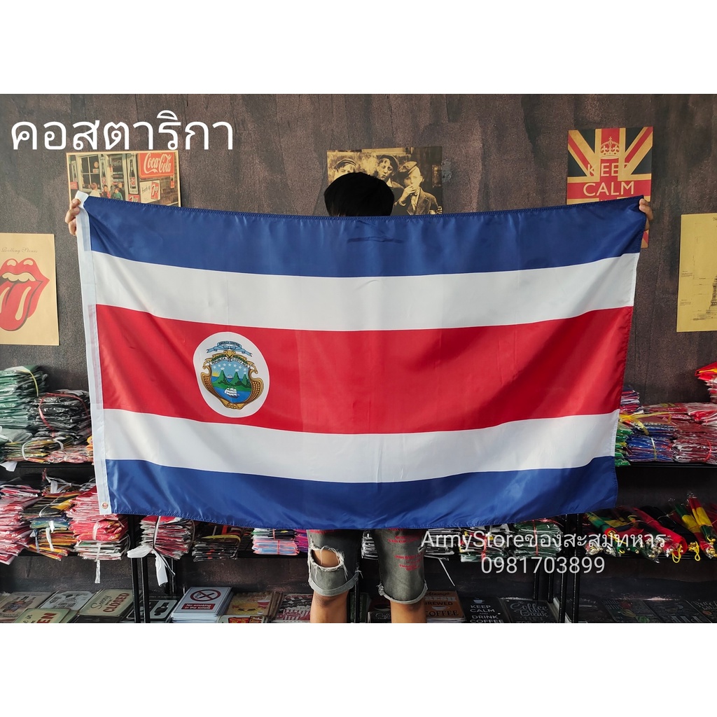 <ส่งฟรี!!> ธงชาติ คอสตาริกา Costa Rica Flag 4 Size พร้อมส่งร้านคนไทย