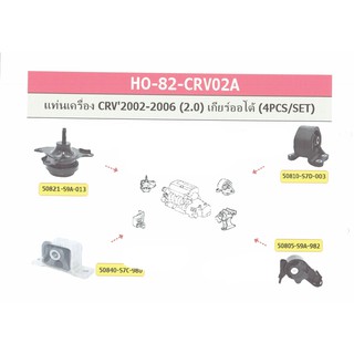 เซตประหยัด ยางแท่นเครื่อง-แท่นเกียร์ ฮอนด้าซีอาร์วี HONDA CRV GEN 2 ปี 2002-2006 เครื่อง 2.0 L AT (1ชุด=4ตัว)