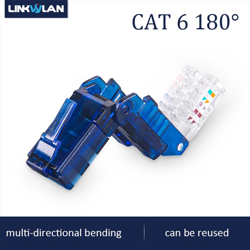 ดัดหลายมุม RJ45 Cat.6 UTP Field Connector Modular Plug ฟรีการออกแบบการจีบสําหรับ Cat.5e/6/6a 24AWG-2