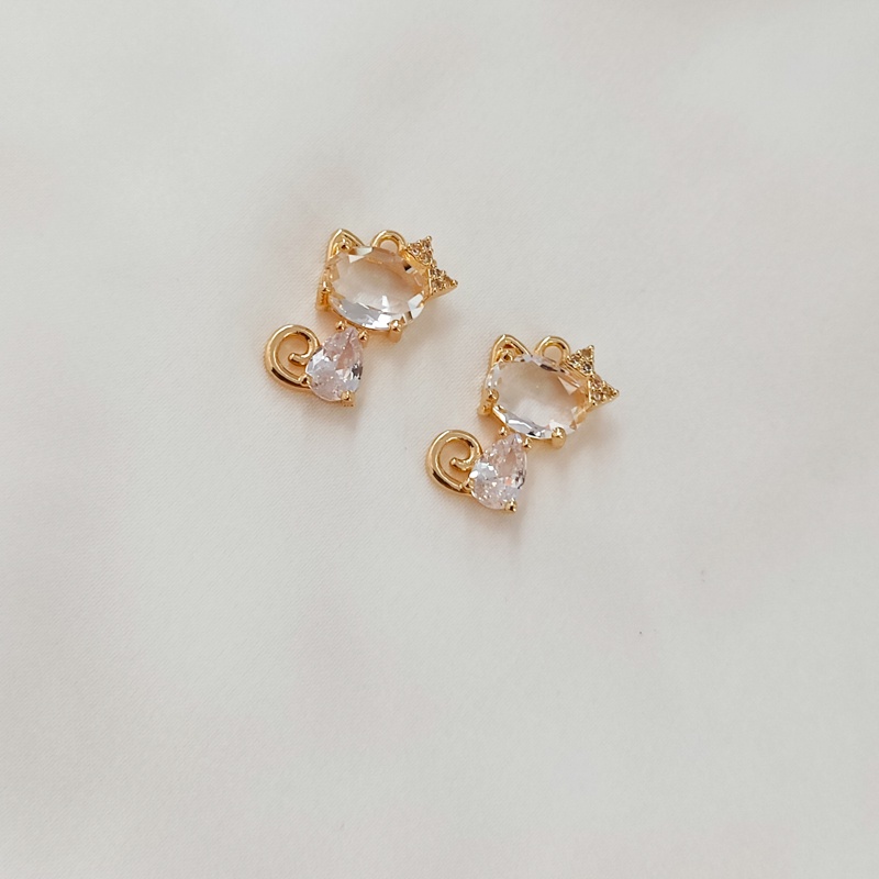 จี้สร้อยคอ สร้อยข้อมือ ประดับเพทาย คริสตัลใส รูปแมวราชินี สีทอง 14k DIY - รูปที่ 6