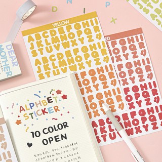 สติกเกอร์ Candy Color Font 🍭 2 แผ่น ตัวอักษร ตัวเลข Letter Number Alphabet DIY Sticker Stickers สติ๊กเกอร์ mimisplan