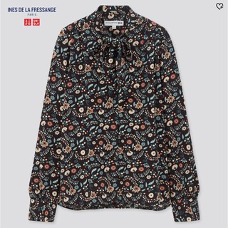 แท้💯% UNIQLO Rayon Bow Tie Long-Sleeve Blouse (Ines De La Fressange)