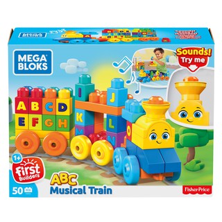 Mega Bloks First Builders FWK22 ABC Musical Train (50 Pcs) ตัวต่อขนาดใหญ่ รถไฟมีเสียง สำหรับเด็กอายุ 1+ ปี