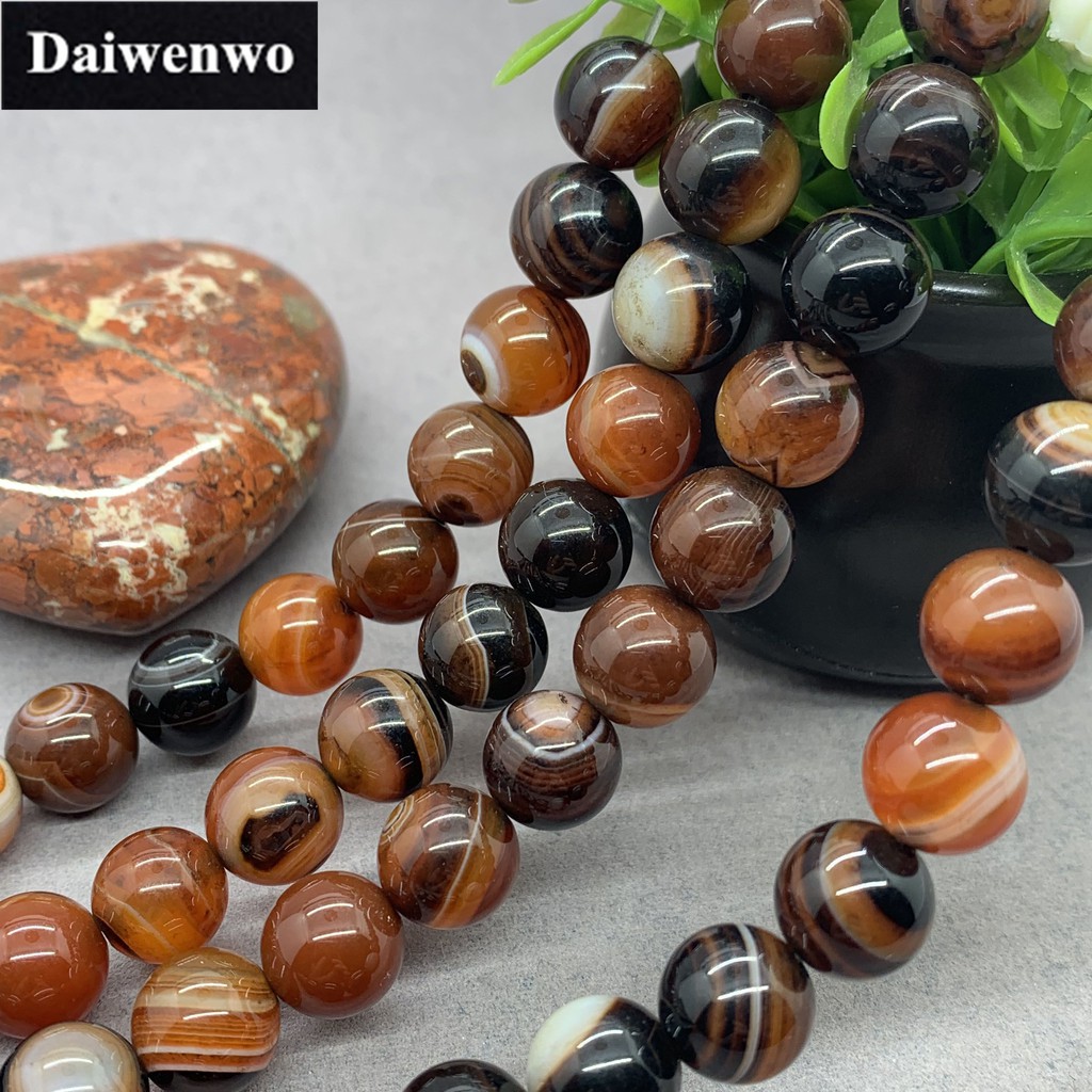 Stripe Banded Dreamily Agate Bead แถบสีหินอาเกตลูกปัดหินรอบฝัน 4-12 มม. พลอยหลวม Spacer DIY