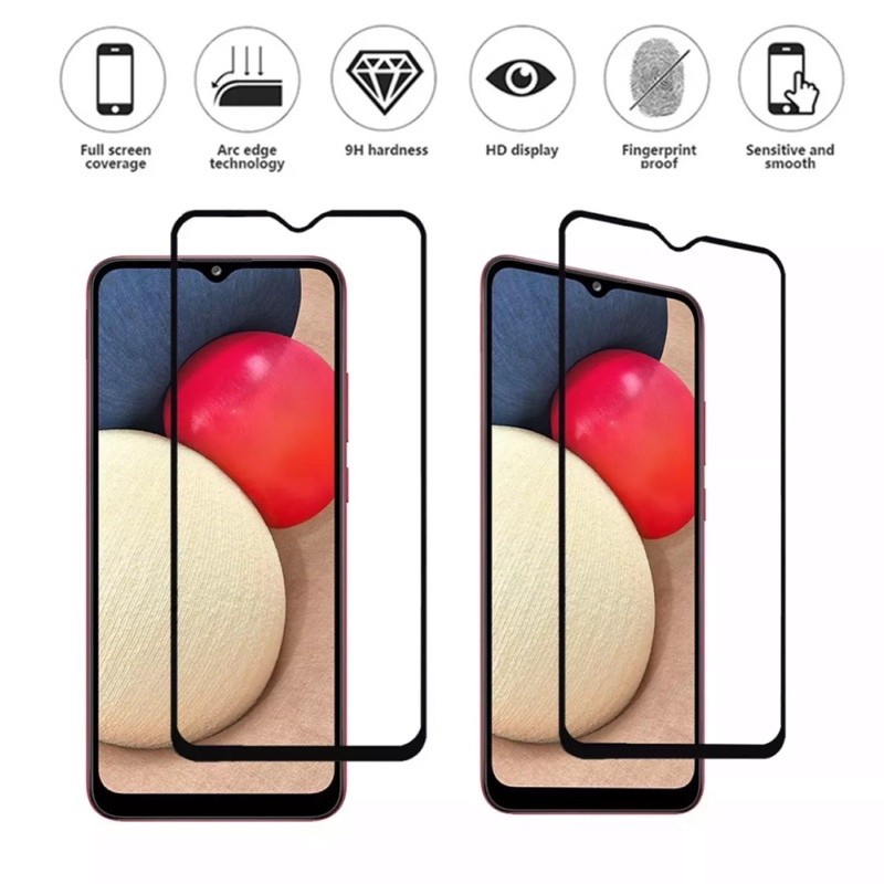ฟิล์มกระจกนิรภัย เต็มจอ Samsung A01 / A02 / A02S ฟิล์มเต็มจอ ฟิล์มกระจกซัมซุง ฟิล์มกันกระแทก ฟิล์มกั