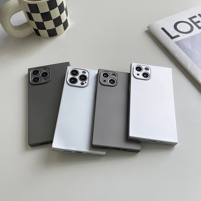 เคสซิลิโคนนิ่ม ทรงสี่เหลี่ยม กันกระแทก สําหรับ iPhone 15 14 13 12 11 Pro Max 7 8