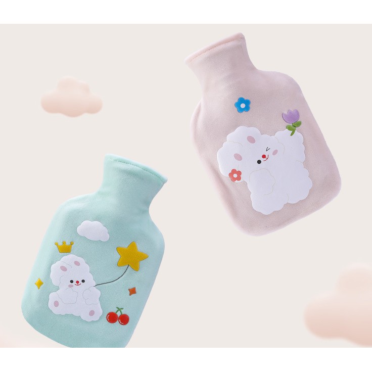 ถุงน้ำร้อน​ กระเป๋าน้ำร้อน​ รุ่น Happy rabbit​ 4 สี ขนาด​ 350ml พร้อมส่งจ้า