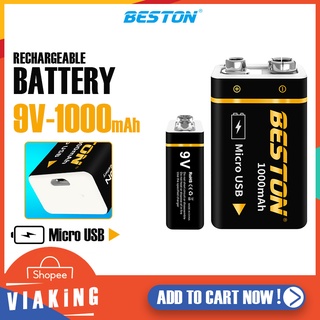 ถ่านชาร์จ 9V BESTON ความจุแบต 1000mAh แบตเตอรี่ชาร์จ 9V  มีสายแถม USB Micro  ใช้ได้นาน มีความเสเถียร