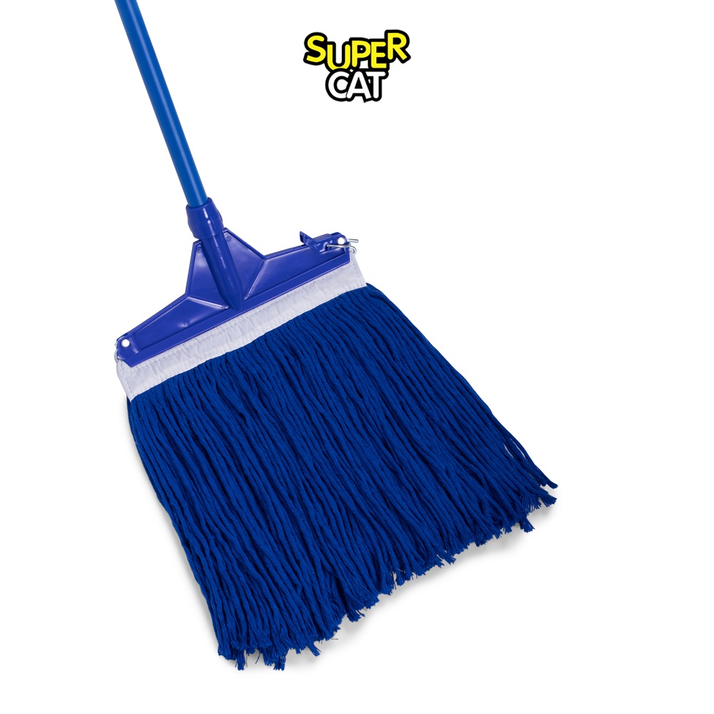 [2577] SUPERCAT ม็อบหัวคลิปล็อค 10 นิ้ว 300g ด้ามเหล็กกันสนิม 3 ท่อน (สีน้ำเงิน)