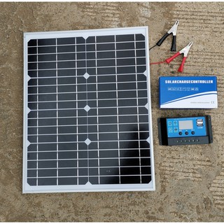 แผงโซล่าเซลล์  20W   Solar Cell+  solar charger ( 20w+ s1เล็ก) โซล่าชาร์จเจอร์ 30A PWM ประกันศูนย์ไทย