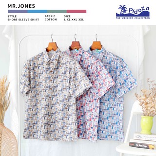 [ใหม่] เสื้อเชิ้ตแขนสั้น ลาย Mr. Jones 🏠ผ้าคอตตอน สี Jones / Ray / David / Luka