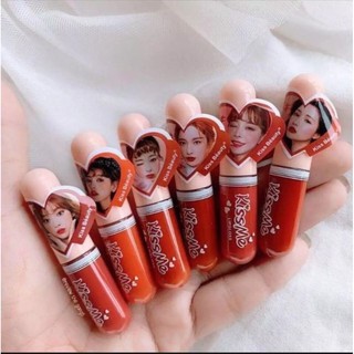🔥( 6 แท่ง 90 บาท) 🔥เซตลิปจิ๋ว KISS BEAUTY รุ่น KISS ME LIPGLOSS #7880-03
