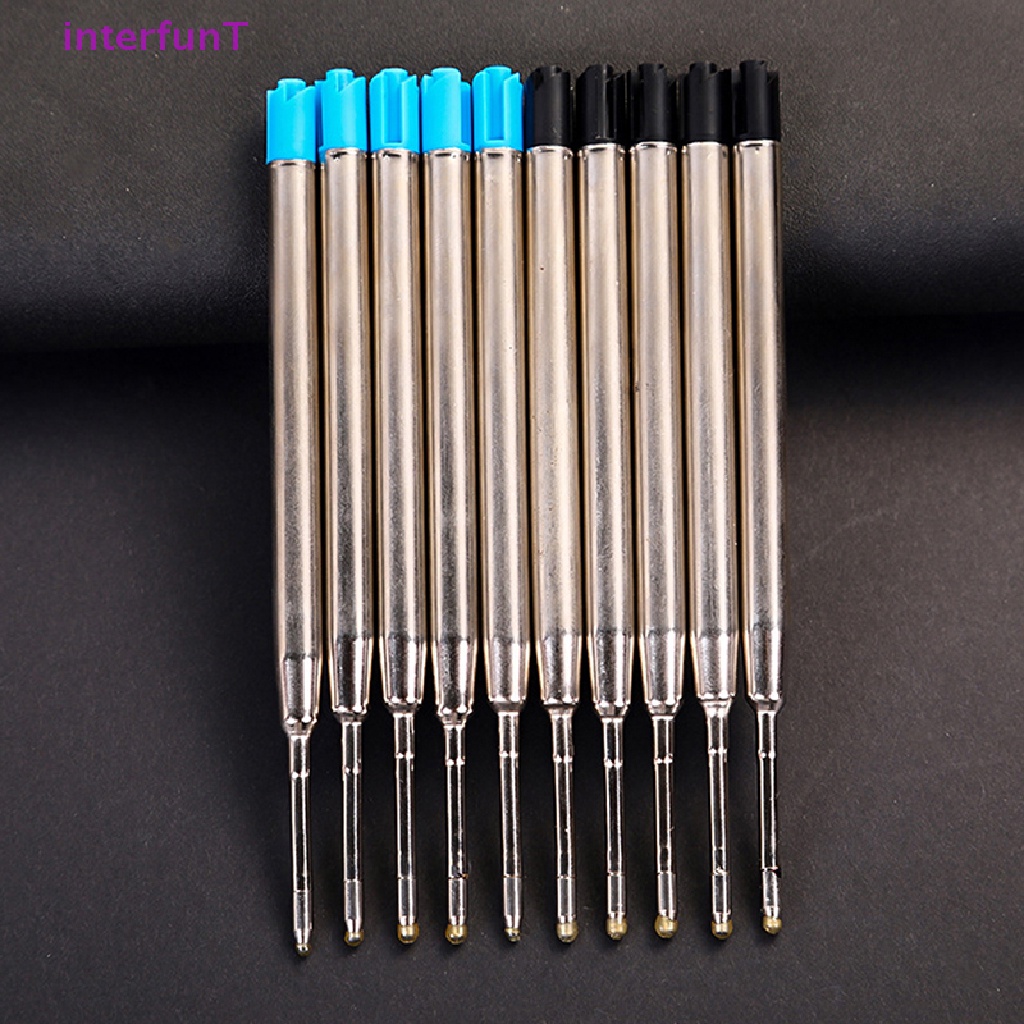[InterfunT] ไส้ปากกาลูกลื่นโลหะ G2 0.5 มม. หัวขนาดกลาง สีฟ้า สีดํา สําหรับเครื่องเขียน โรงเรียน สํานักงาน 10 ชิ้น [ใหม่]