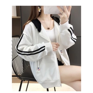 มาใหม่ เสื้อแจ็คเก็ตแขนยาวมีซิปหมวกกระเป๋าผ้าดีผ้านุ่มใส่สบาย คลุมกันร้อนกันหนาวผู้หญิง ฮู้ดดี้