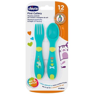 ชุดช้อน-ส้อมChicco First Cutlery 12M+ Neutral