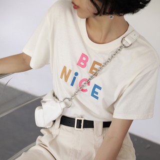 [พร้อมส่ง] เสื้อยืดสีครีม ทรงสั้น - Mooonbeam.co