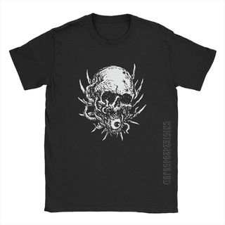 ผ้าฝ้ายคอกลมเสื้อยืด ผ้าฝ้าย พิมพ์ลาย Brutal Death Skull Monster Satan Heavy Metal สําหรับผู้ชายfrom S-4XL