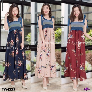 TwinsShopVip💗พร้อมส่ง TW4355 เดรสสายผูกลายดอก floral tie strap dress