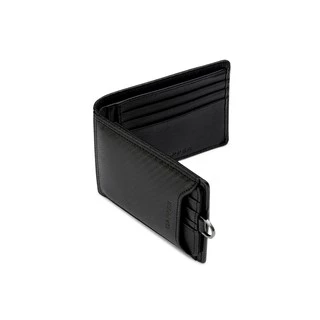 DAPPER กระเป๋าสตางค์ Carbon Fiber Drawer Tri-fold Wallet หนังแท้ สีดำ (BWM/BK/1107CB14)
