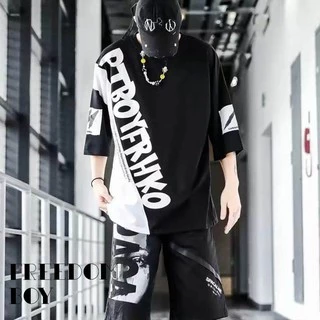 Freedom Boy✨ชุดเซทเสื้อ+กางเกงขาสั้นผู้ชาย แฟชั่นสไตล์เกาหลี
