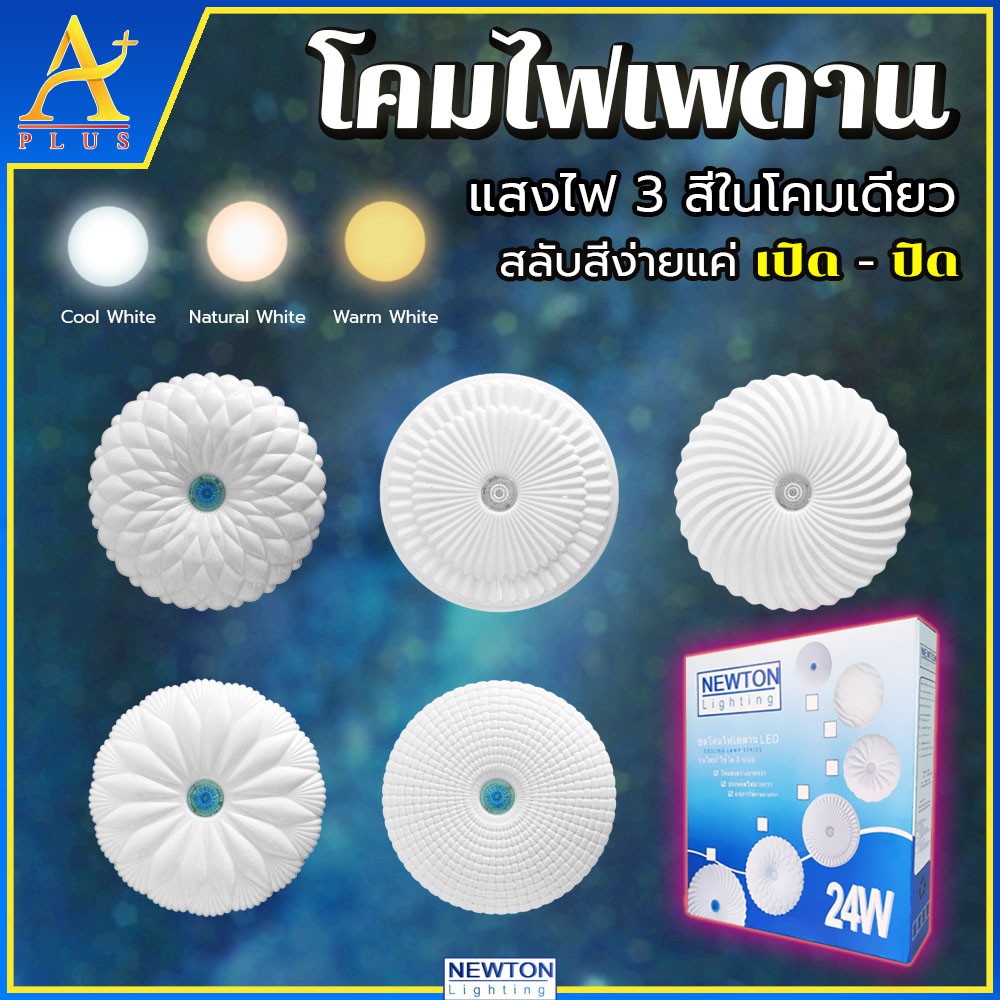 NEWTON โคมไฟเพดาน LED 24 วัตต์ ปรับสีโคมไฟได้ 3 สีในโคมเดียว