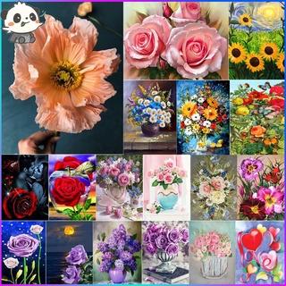 ✔สต็อกพร้อม✔5D Diamond Painting Embroidery DIY  Flower  Cross Stitch Rhinestone