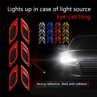สติกเกอร์สะท้อนแสง ป้องกันรอยขีดข่วน 6 ชิ้น/ชุด สำหรับประตูรถยนต์