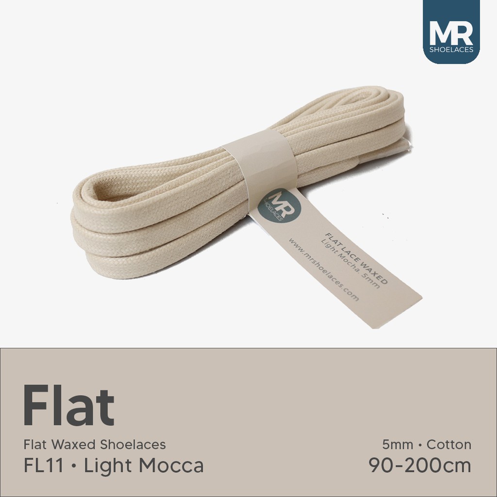 LILIN MR Shoelaces FL11 Light Mocha (Mocha) เชือกผูกรองเท้าแว็กซ์ 5mm Flat Flat (Waxed Laces) 90cm 1