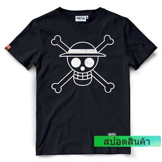 เสื้อยืดวันพีช One piece 382-BS ดำเงิน Luffy icon