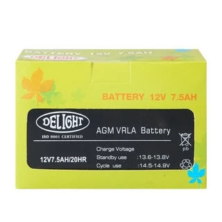 DELIGHT แบตเตอรี่ 12V 7.5AH/20Hr DELIGHT Black # โปรพิเศษ #