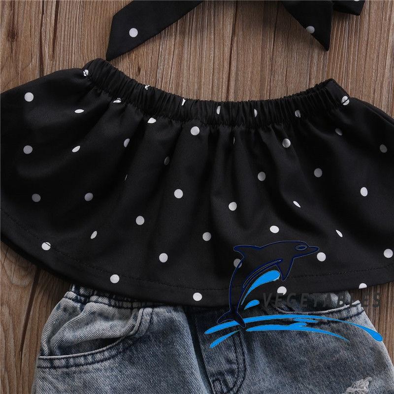 Vat- UK Stock ชุดเสื้อเปิดไหล่ กางเกงยีนส์ขายาว สําหรับเด็กทารกผู้หญิง - รูปที่ 3