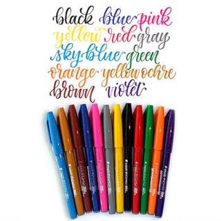 Pentel touch Brush Sign pen แบบ ชุด มี 6 สี และ 12 สี ปากกาหัวพู่กัน