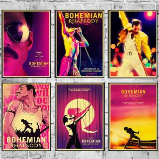 โปสเตอร์กระดาษคราฟท์ ลายภาพยนตร์ Bohemian Rhapsody Freddie Mercury Queen 2018 แนววินเทจ สำหรับตกแต่งบ้าน