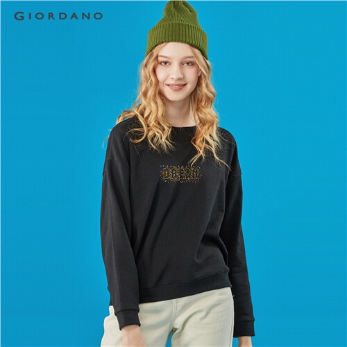 GIORDANO WOMEN Printed loose pullover sweatshirt 99399431