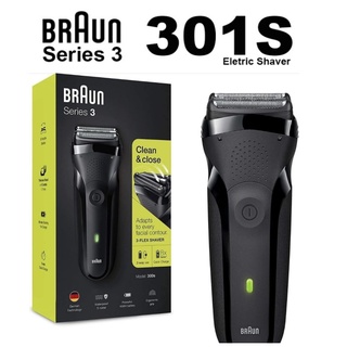 Braun Series 3 เครื่องโกนหนวดไฟฟ้า 301S พร้อมแบตเตอรี่ NI-MH แบบชาร์จไฟได้ ล้างทําความสะอาดได้ สําหรับใบหน้าผู้ชาย