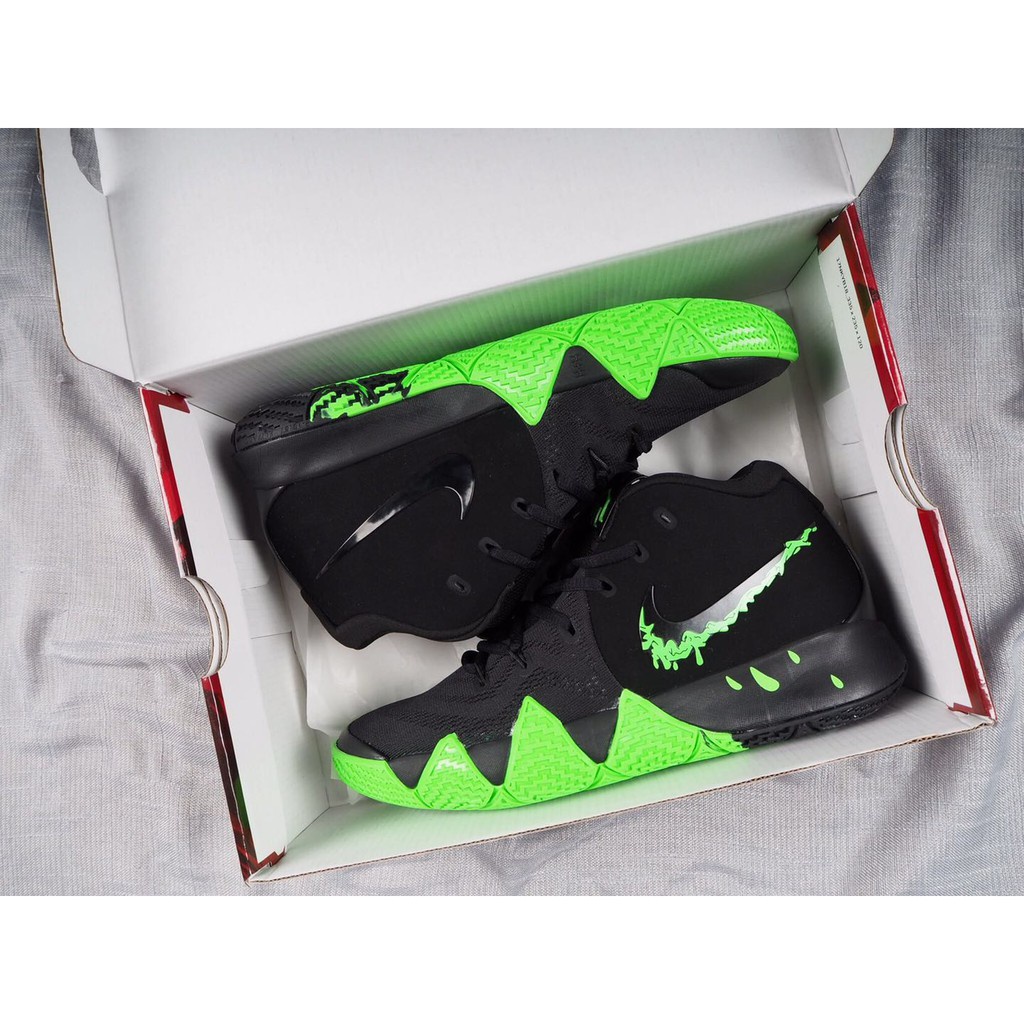 ๑✆Nike Kyrie 4 “Halloween Black/Rage Green Men s 2018 รองเท้าบาสเก็ตบอล