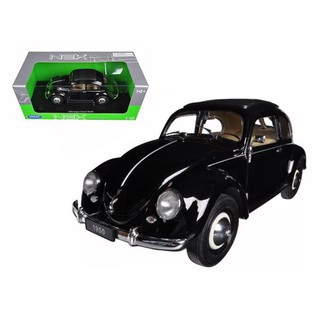 รถโมเดล สุดคลาสสิค Welly 18040 Volkswagen Classic Beetle หน้ารถท้ายรถและประตูเปิดได้ 1:18 สีดำ