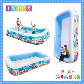 INTEX สระว่ายน้ำเป่าลม Swimming Pool สระเป่าลม สระว่ายน้ำเด็ก สระว่ายน้ำสกรีนลายปลา สระ 3เมตร 3ชั้น