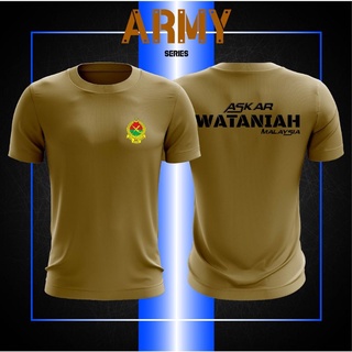 เสื้อยืดผ้าฝ้ายพิมพ์ลายแฟชั่น เสื้อยืดคอกลม ไมโครไฟเบอร์ พิมพ์ลาย Baju Askar Watania h Army FRONTLINER Jersey สีกากี สํา