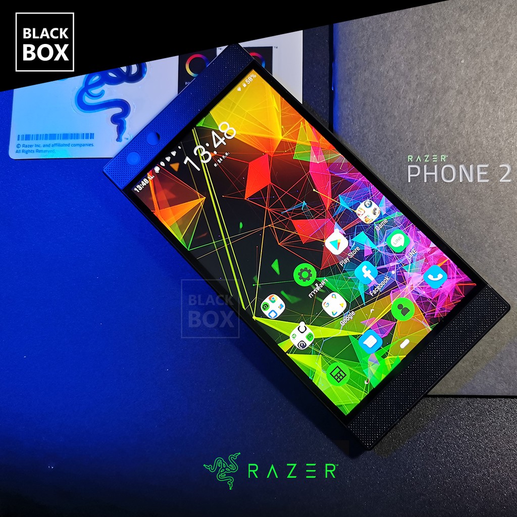 Razer Phone 2 ลำโพงคู่สเตอริโอ Dolby Atmos ไฟ Chroma RGB ด้านหลังเครื่อง Snapdragon 845