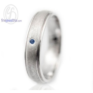 Finejewelthai แหวนไพลิน แหวนเงิน แหวนพลอยแท้ แหวนประจำเดือนเกิด - Blue Sapphire Birthstone Silver Ring - R3014bl